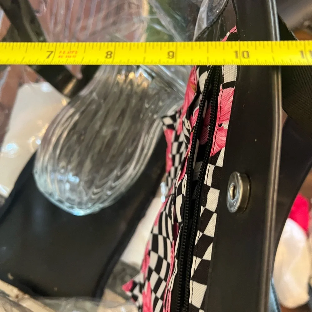 Black and Pink Floral Women's Bag - Picture 5 of 5